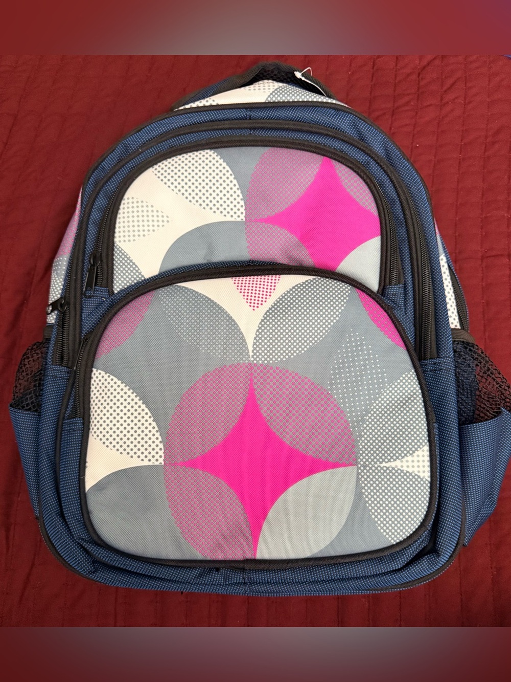 NWOT Kids Blue and Pink Patterned Backpack